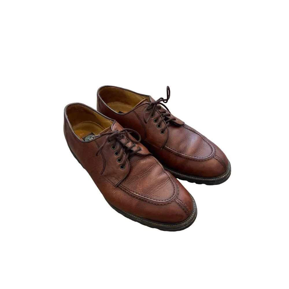 EVERGREEN FOOTWEAR MEN'S BROWN LEATHER DERBY LACE-UP SHOES SZ 10.5 - Picture 4 of 8